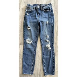 Judy Blue Relaxed Fit Jeans Womens Skinny 3/26 Blue Distressed Stretch JB88135